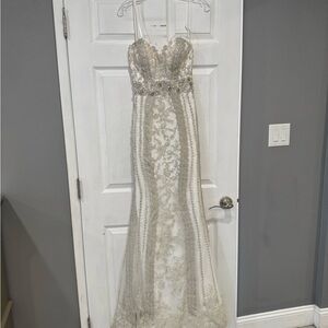 Elegant Silver Lace Gown